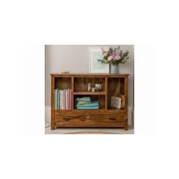 Angel Furniture Solid Sheesham Wood Glossy Finish Brown Rectangular Bookcase, AF-217H-image-18