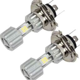 AllExtreme EXH4S2P 2 Pcs 3 Pin H4 9W Silver Missile Projector LED Headlight Bulb with Hi Low Beam Set-picture-25