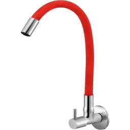 IRIS Brass Chrome Finish Red Flexible Sink Cock-image-84