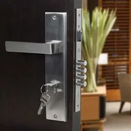 Saze 10 inch Stainless Steel Matt Finish Cylindrical Plate One Side Key Mortise Door Lock Handle Set with 3 Keys, LB-10003-image-88