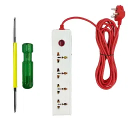 Walkers WKCB192M1 4 Socket 1 Switch White &a; Red Power Extension Board with 2-in-1 Screwdriver, WKCB192-0