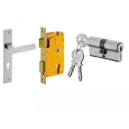 Dorset HL Series Nero 60mm Stainless Steel Door Handle Lock Set with Both Side Key Cylinder (Pack of 2)-image-79