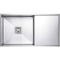 Crocodile 45x20x10 inch Silver Satin Finish Single Bowl Kitchen Sink with Handmade Drainboard, HM-4520SBSD-image-71