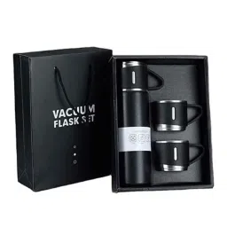 BMR 500ml Steel Black Hot &a; Cold Vacuum Flask Bottle with 3 Cups (Pack of 5)-image-33