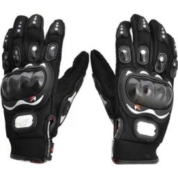 Mastership Leather Black Motorcycle Riding Gloves-16