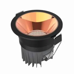 Fybros Opal 8W Polycarbonate Warm White Round LED COB Down Light with Metallic Rose Gold Reflector, FLS5673A-16