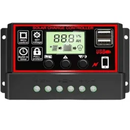 SSUCA 12/24V 10A Intelligent Battery Regulator Solar Charge Controller for Solar Panel with LCD Display &a; USB Port (Pack of 5)-45