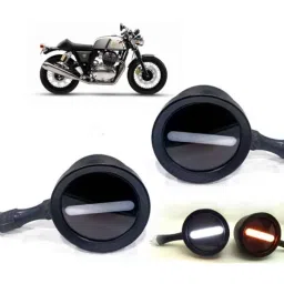 Auto Pearl 2 Pcs 12V Black Bike Front LED Indicator Light Set for Royal Enfield Continental GT 650, F328-picture-18