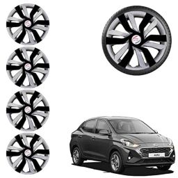 Auto Pearl 4 Pcs 15 inch ABS Black &a; Grey Idtech Reverse Car Hubcap Wheel Cover with Retention Ring Set for Aura-39