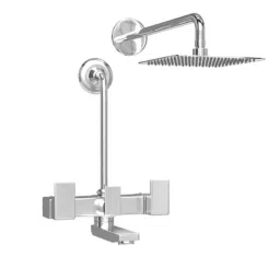 IRIS Brass Wall Mixer with Overhead Shower System Set &a; 125mm Long Bend Pipe-image-65