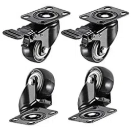 Implemental 4 Pcs 2 inch Black Soft Rubber Castor Wheels Set with 360 degree Top Plate (Pack of 5)-20