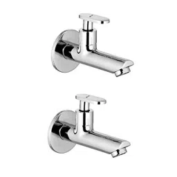 Mysis Metro Brass Chrome Finish Long Body Bib Cock with Wall Flange (Pack of 2)-picture-27