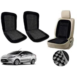Auto Pearl PU, Velvet &a; Wooden Beads Black Rectangular Seat Cushion for Ford New Fiesta (Pack of 2 )-image-43