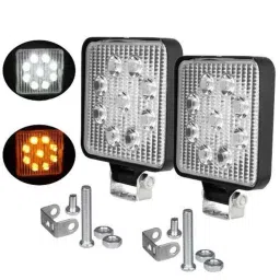 AllExtreme EX9LSYW2 2 Pcs 27W 9 LED 4 inch White &a; Yellow Square Waterproof Flood Spot Fog Light Set-12