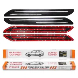 SureStrive 4 Pcs Rubber Black Bumper Guard Set with Double Chrome Line for Honda CRV Type-2, BLACKRUBBER_BP_191 image 2