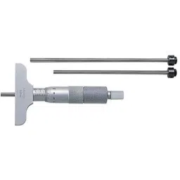 Mitutoyo 0-100mm Micrometer Type Vernier Depth Gauge with 4 Pcs Interchangeable Rod, 129-111-13