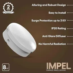 Fybros Impel 8W Polycarbonate Natural White Round LED Ceiling Surface Light, FLS5326A image 3