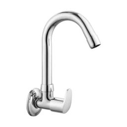 TROT Milan Brass Chrome Finish Wall Mounted Swan Neck Sink Cock with Swivel Spout Foam Flow, MLN-13-image-4