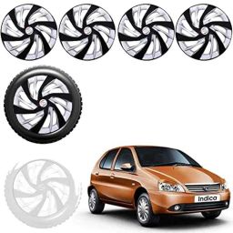 Auto Pearl 4 Pcs 13 inch Black &a; Silver ABS Press Type Hubcap Wheel Cover Set with Retention Ring for Maruti Suzuki Indica-image-96