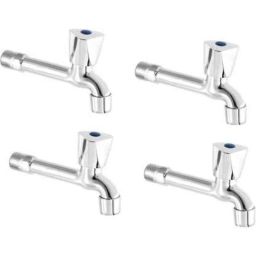 Zesta Jazz Stainless Steel Chrome Finish Silver Long Body Bib Cock with Flange, Size: Standard (Pack of 4)-picture-10