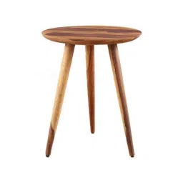 Angel Furniture Solid Sheesham Wood Semi Glossy Finish Brown Round Tripod End Table, AF-162H-picture-18