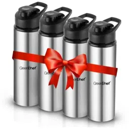 Greenchef Flex 900ml Steel Silver Water Bottle (Pack of 4)-picture-10
