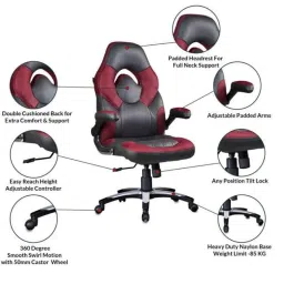Caddy 27.5x17x46 inch Multicolour Leather Gaming Ergonomic Chair with Headrest, MISG7-picture-5