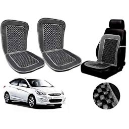 Auto Pearl PU, Velvet &a; Wooden Beads Grey Rectangular Seat Cushion for Hyundai Verna Fluidic (Pack of 2 )-image-53