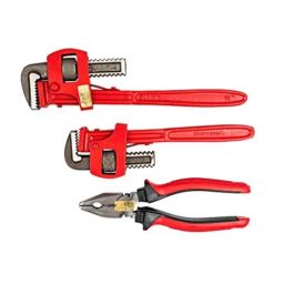 Globus 348 10 &a; 12 inch Adjustable Pipe Wrench with 8 inch Combination Plier Combo, GL-8CP-STILSON1012-26