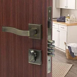 Saze Viva Stainless Steel Antique Brass Finish One Side Key Mortise Door Lock Handle Set with 3 Keys-image-75