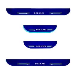 Car Accessories Hub 4 Pcs Acrylic Black Sill Scuff Plate Set with Blue LED for Hyundai Nios All Model-image-70