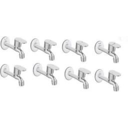 IRIS Opal Stainless Steel Chrome Finish Long Body Bib Cock with Wall Flange (Pack of 8)-80