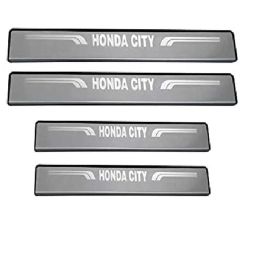 SureStrive 4 Pcs Stainless Steel Silver Footstep Sill Plate Set without LED for Honda City Type-7 All Model-36