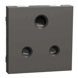 Schneider Electric Miluz Zeta 6A 2 Module Polycarbonate &a; Polyamide 3 Pin Warm Grey Socket with Shutter, MZSO62M3P_WG-37