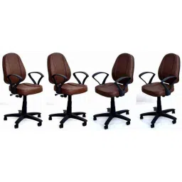 Mezonite Medium Back Synthetic Leatherette Brown Office Chair (Pack of 4)-picture-44