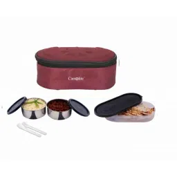Carrolite 650ml Maroon &a; Black Stainless Steel Lunchbox, Black_012-picture-34