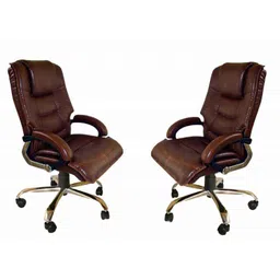Mezonite High Back Cushioned Leatherette Brown Office Executive Chair (Pack of 2)-38