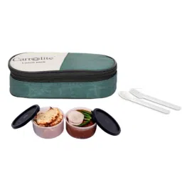 Carrolite 400ml 2-in-1 Green &a; Black Plastic Lunchbox, Black_P-02 (Pack of 5)-18
