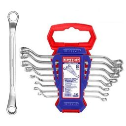 EMTOP 8 Pcs 6-22mm Chrome Vanadium Steel Offset Ring Spanners Set, EFRS10801-11