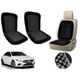 Auto Pearl PU, Velvet &a; Wooden Beads Black Rectangular Seat Cushion for Mercedes Benz A-Class A180 (Pack of 2 )-image-40