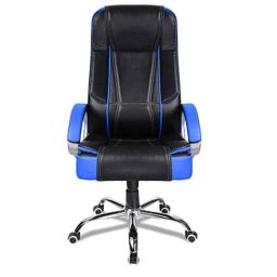 Chair Garage Leatherette Black &a; Blue Adjustable Height Office Chair with Back Support, CG156-37