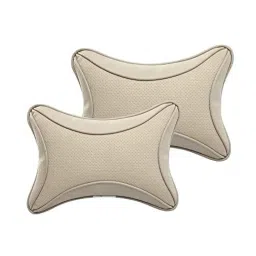Kozdiko 2 Pcs Memory Foam &a; Polyester Beige Dots Car Neck Rest Pillow Set for Nissan Micra Active, koz_46038-picture-34