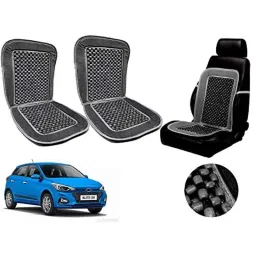 Auto Pearl PU, Velvet &a; Wooden Beads Grey Rectangular Seat Cushion for Hyundai Elite i20 2018 (Pack of 2 )-4