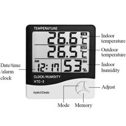 Aptechdeals HTC-2 Digital Hygrometer Thermometer Humidity Meter with Clock LCD Display, AP-IS11A086 image 2