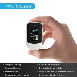 HealthSense Accu-Beat FP 910 Fingertip Pulse Oximeter with Plethysmograph &a; PI Four Directional OLED Display image 2