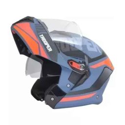 Studds Trooper D1 Decor Plastic Matt Blue Full Face Flip-Up Helmet, Size: Medium-picture-40