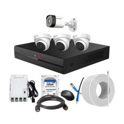 CP Plus 2.4MP Full HD Audio Indoor &a; Outdoor CCTV Combo Kit with 4Ch DVR, 1 Bullet 3 Dome Camera, 4Ch SMPS, 70m Cable, 500GB HDD &a; Connector-67