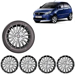 Auto Pearl 4 Pcs 14 inch ABS Silver &a; Black Wheel Cover Set for TATA Vista-picture-22