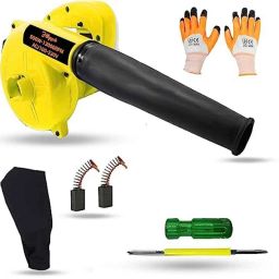 Hillgrove 800W Plastic Yellow Electric Air Blower with Carbon Brushes, Gloves &a; 2 in 1 Screwdriver, HGCM1110-27