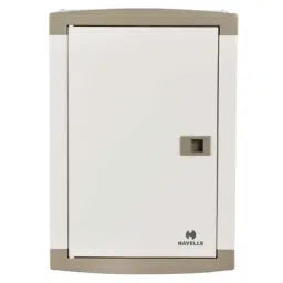 Havells QVE Series 4 Way Metal Grey TPN Single Door Distribution Board for MCB, RCCB &a; Isolator, DHDNTHCDRW04-12